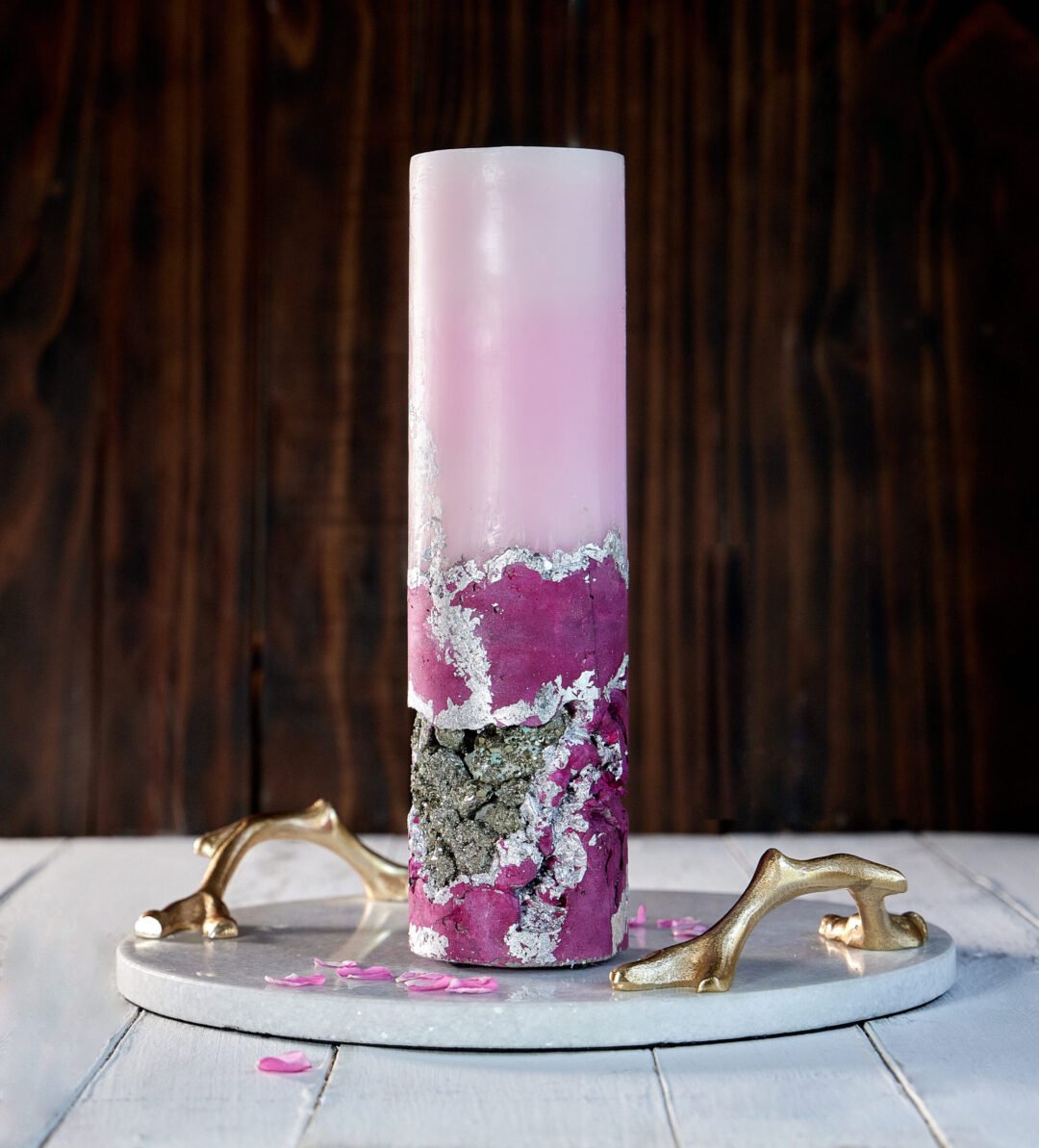 Magenta Geode Candle